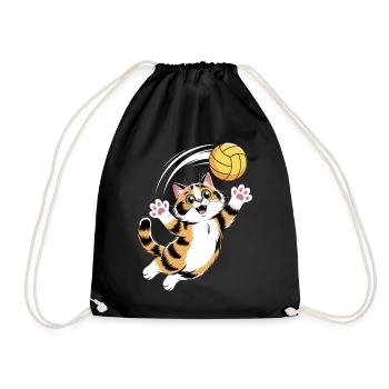 Chat joueur avec volley-ball - Sac de sport léger - noir - Devant