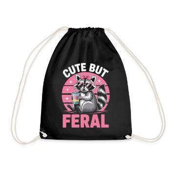 Raton laveur mignon mais sauvage avec arc - Sac de sport léger - noir - Devant