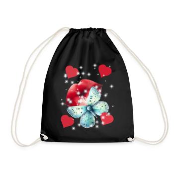 Hearts Kissing Mouth Summer Love Butterfly - Drawstring Bag - black - Front