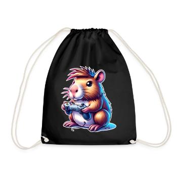 Capybara Gaming - Drawstring Bag - black - Front