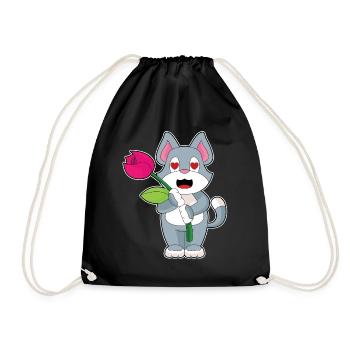 Katze Blume - Turnbeutel - Schwarz - Vorne
