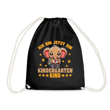 Kindergarten Elefant Ich bin jetzt ein - Turnbeutel - Schwarz - Vorne