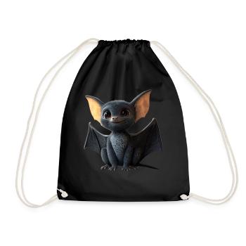 Bat Flying Fox Vampire Bat Cute Fledemice - Drawstring Bag - black - Front
