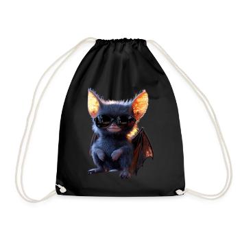 Bat Flying Fox Vampire Bat Cute Fledemice - Drawstring Bag - black - Front
