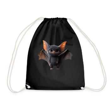 Bat Flying Fox Vampire Bat Cute Fledemice - Drawstring Bag - black - Front