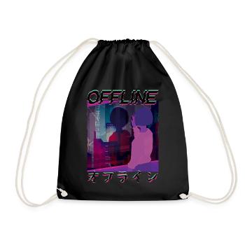 80s Retro Vaporwave Aesthetic Offline Glitch - Drawstring Bag - black - Front
