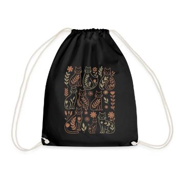 Chats avec de douces fleurs bohèmes - Sac de sport léger - noir - Devant