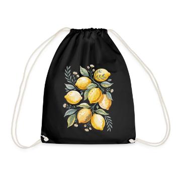 Citrons frais avec motif de feuilles - Sac de sport léger - noir - Devant