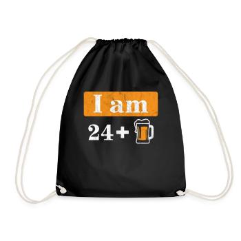 Ich bin 24 plus Bier 25. Geburtstag - Turnbeutel - Schwarz - Vorne