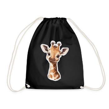 Giraffe - Turnbeutel - Schwarz - Vorne