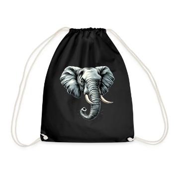 Elephant Trunk Africa Safari Wilderness Elephant - Drawstring Bag - black - Front