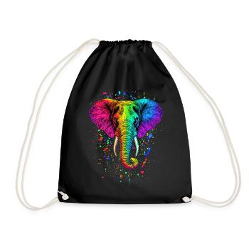 Elephant Trunk Africa Safari Wilderness Elephant - Drawstring Bag - black - Front