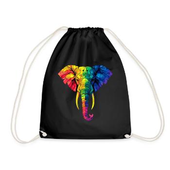 Elephant Trunk Africa Safari Wilderness Elephant - Drawstring Bag - black - Front