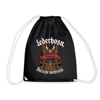 Lederhosn vergessen, Durscht mitbracht - Turnbeutel - Schwarz - Vorne
