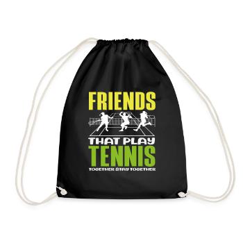 Tennis Players Friends Playing Tennis - Drawstring Bag - black - Front