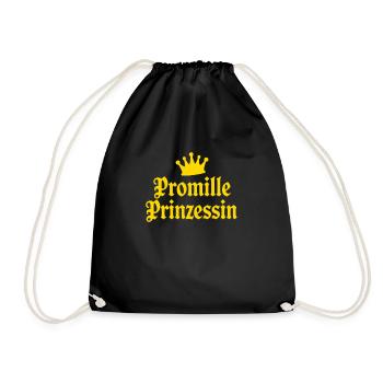 Promille Prinzessin, Feierlaune, Party Shirt - Turnbeutel - Schwarz - Vorne