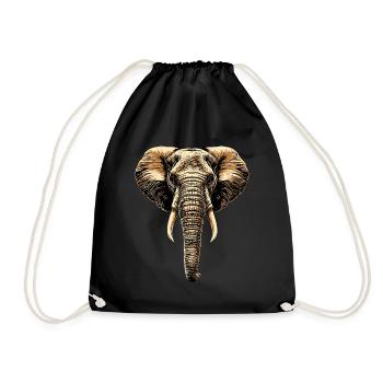 Elephant Trunk Africa Safari Wilderness Elephant - Drawstring Bag - black - Front