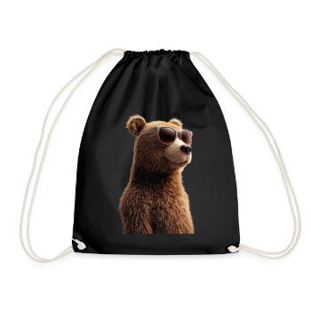 Brown Bear, Grizzly Bear, Bear Brothers, Forest, Wild Bears - Drawstring Bag - black - Front