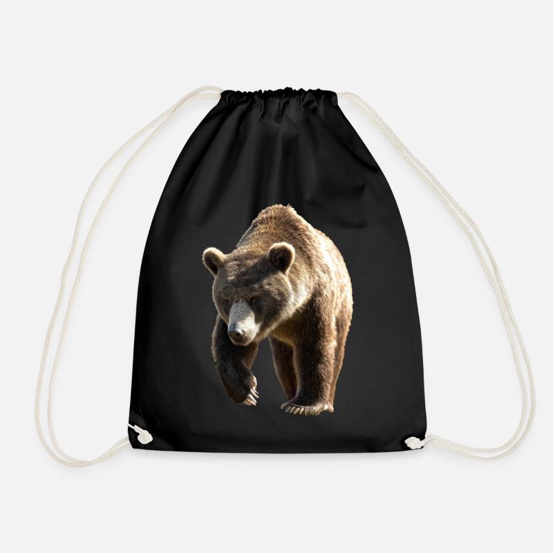 Brown Bear, Grizzly Bear, Bear Brothers, Forest, Wild Bears - Drawstring Bag - black