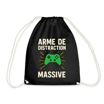T-shirt gamer drôle – Arme de distraction massive - Sac de sport léger - noir - Devant