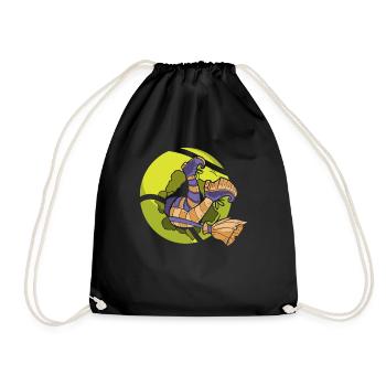 Tennis Witch Player Funny Halloween Design - Drawstring Bag - black - Front
