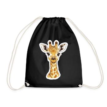 Giraffe - Turnbeutel - Schwarz - Vorne
