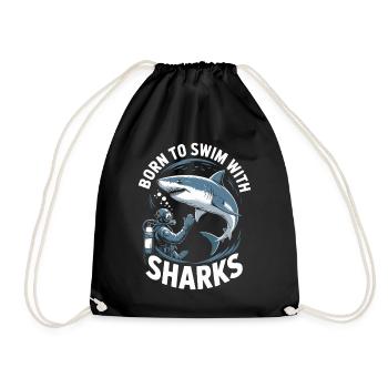 Born to swim with sharks - Drawstring Bag - black - Front
