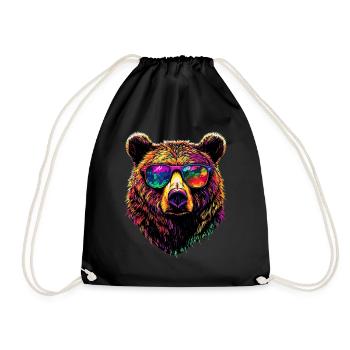 Brown Bear, Grizzly Bear, Bear Brothers, Forest, Wild Bears - Drawstring Bag - black - Front