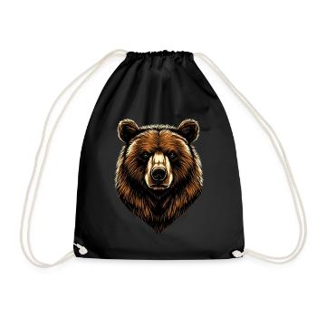 Brown Bear, Grizzly Bear, Bear Brothers, Forest, Wild Bears - Drawstring Bag - black - Front
