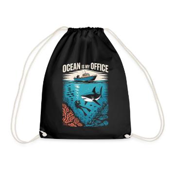 Ocean is my office: Marine biologist diver - Drawstring Bag - black - Front