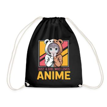 Ein Mädchen liebt Anime - just a girl - Turnbeutel - Schwarz - Vorne