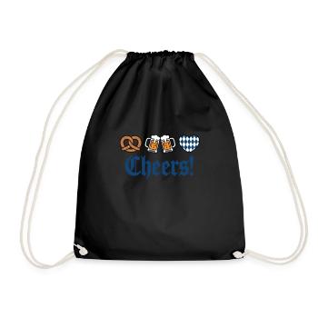 Brezel, Bier, Bayern, Cheers- Volksfest design - Turnbeutel - Schwarz - Vorne