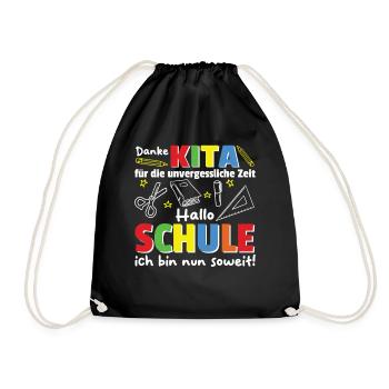 Kita Abschied Hallo Schule ich bin soweit! - Turnbeutel - Schwarz - Vorne