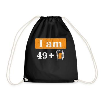 I'm 49 plus beer 50th birthday - Drawstring Bag - black - Front