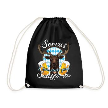 Bayern Volksfest Bier Saufen Lederhose Hirsch - Turnbeutel - Schwarz - Vorne