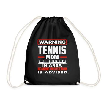 Warning Tennis Player: Tennis Mom Attention - Drawstring Bag - black - Front