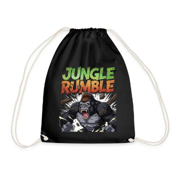Jungle Rumble Gorilla Illustration Design - Drawstring Bag - black - Front