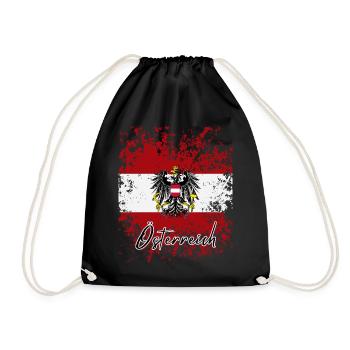 Flag of Austria grunge, I love Austria - Drawstring Bag - black - Front