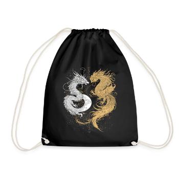 Drachenschwäne im Yin und Yang Stil - Turnbeutel - Schwarz - Vorne
