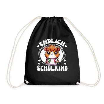 Endlich Schulkind süßes Meerschweinchen zur - Turnbeutel - Schwarz - Vorne