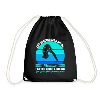 Diving diving board - Drawstring Bag - black - Front