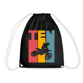10th Birthday Motocross - Drawstring Bag - black - Front