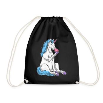 Einhorn Donut - Turnbeutel - Schwarz - Vorne