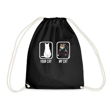 Funny Cat Pet Anime Kitten - Drawstring Bag - black - Front