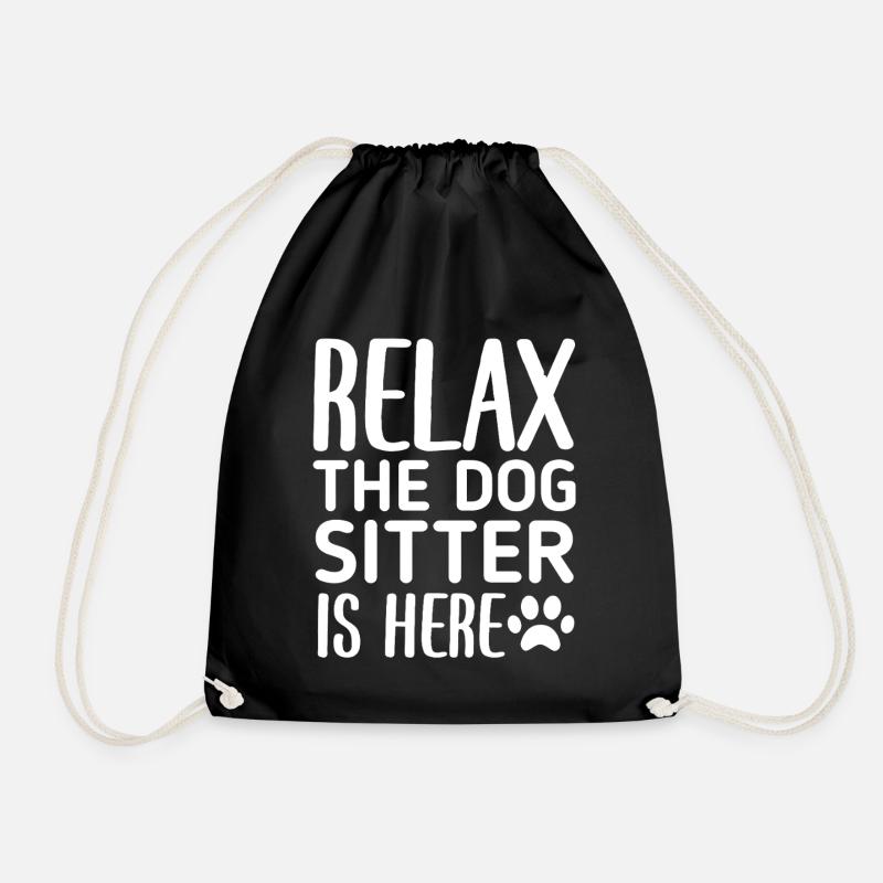 Relaxation Statement for Dog Lovers - Drawstring Bag - black