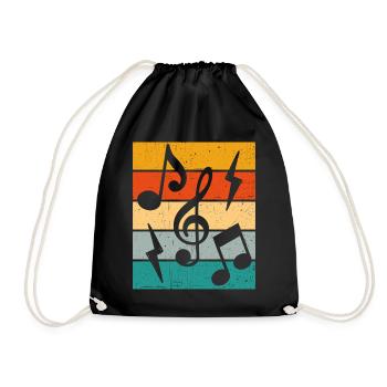 Musiknoten Retro - Turnbeutel - Schwarz - Vorne