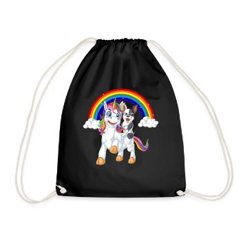 Magisches Regenbogen-Einhorn und französische Bulldogge - Turnbeutel - Schwarz - Vorne