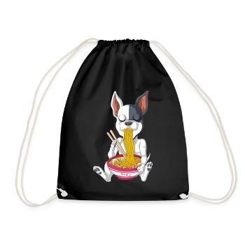 Cute French bulldog Noodle Slurp Ramen - Drawstring Bag - black - Front