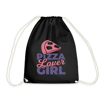 Girl who loves pizza - Drawstring Bag - black - Front