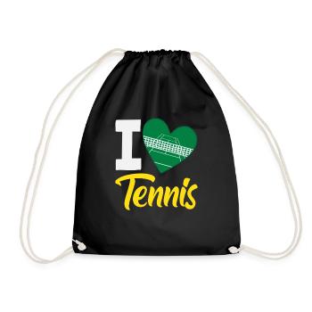 I Love Tennis Player Heart - Drawstring Bag - black - Front